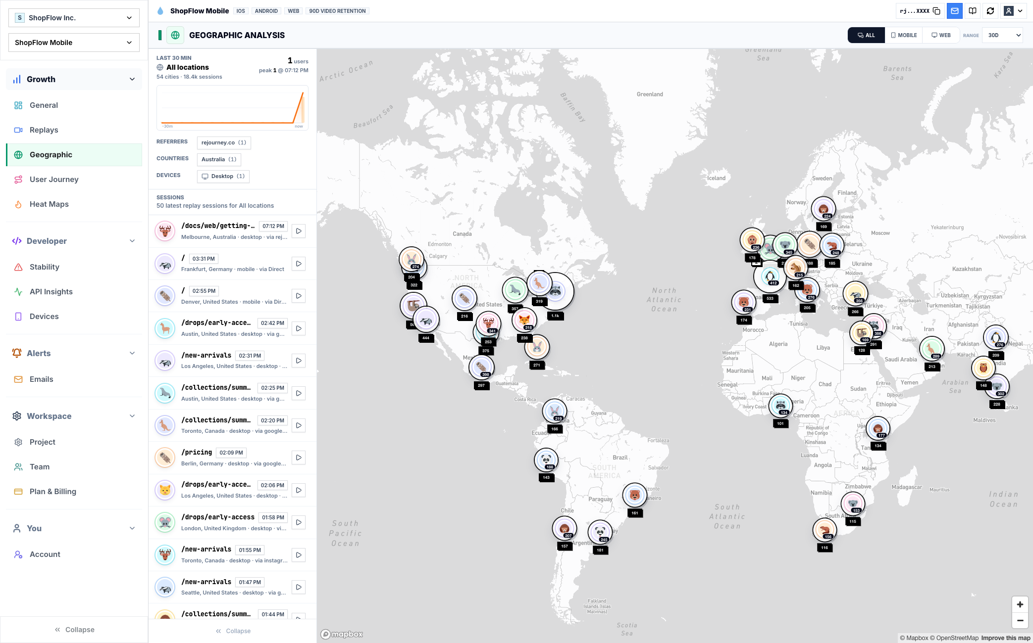 Rejourney geo analytics and replay context as a Datadog alternative
